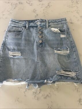Vervet Distressed Denim Mini Skirt